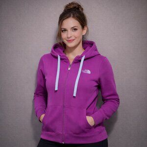 North Face Full Zip Hoodie Jacket Pink Women's Fleece Sweatshirt M